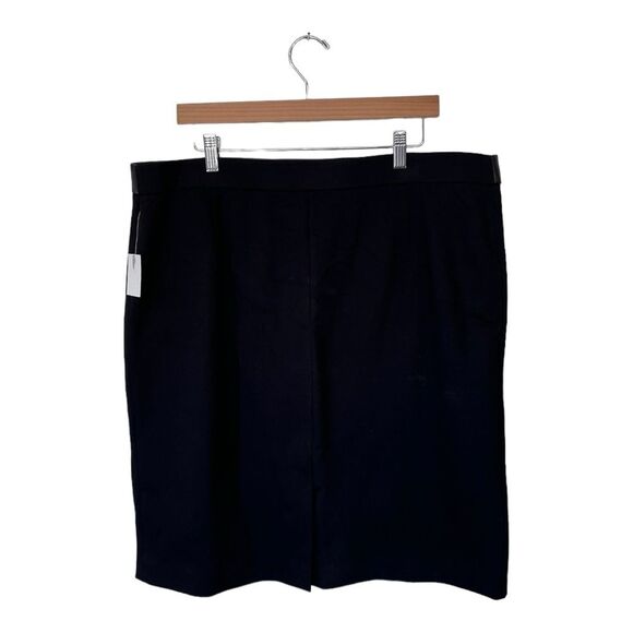 NWT Kasper | Black Faux Leather Front Panel Stretch Pencil Skirt - Picture 3 of 5